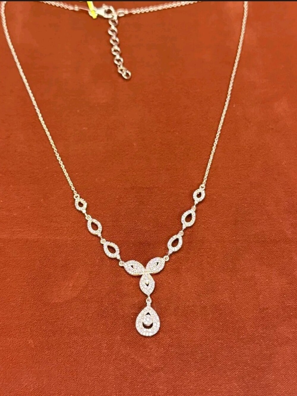 Rose Gold Over Sterling Silver 1.00 CTW Natural Pink Diamond Necklace